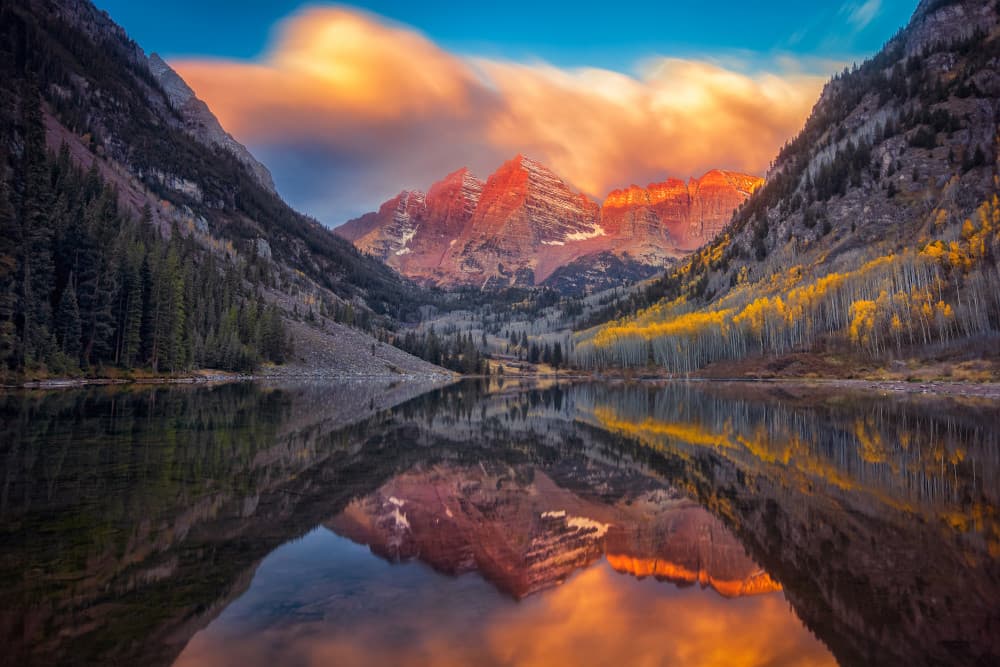 Golden Mountain Reflection by Michael Zheng — canvas wall art