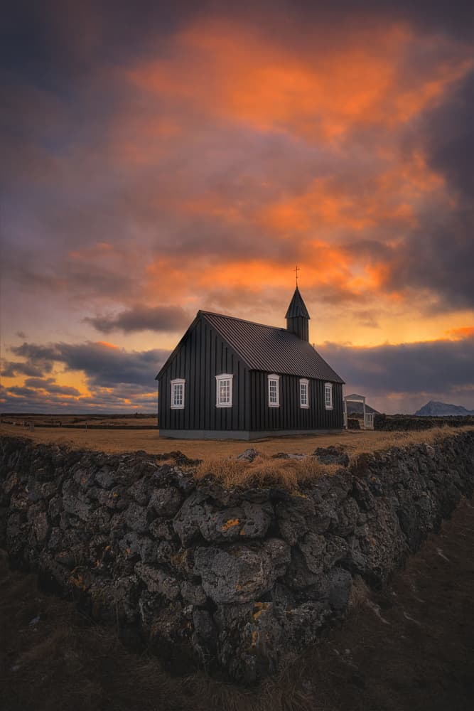 Black Church Sunset by Lydia Jacobs — canvas wall art