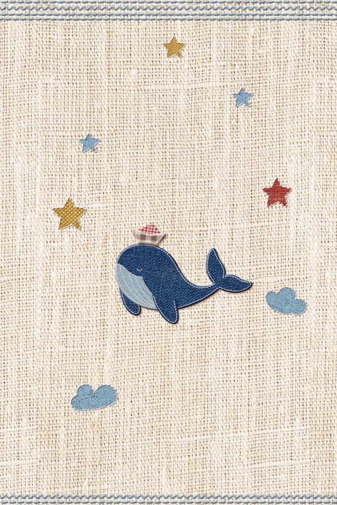 Cute Whale Stars Clouds by Xuan Thai — canvas wall art