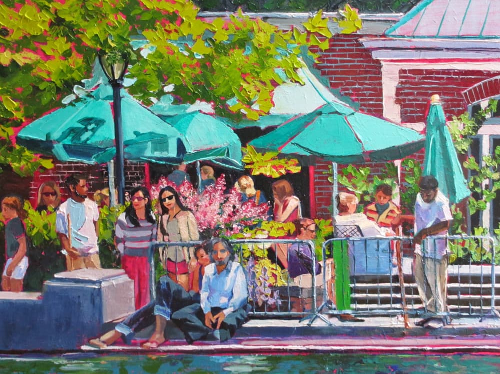 Vibrant Outdoor Cafe by Maxine Shore — canvas wall art