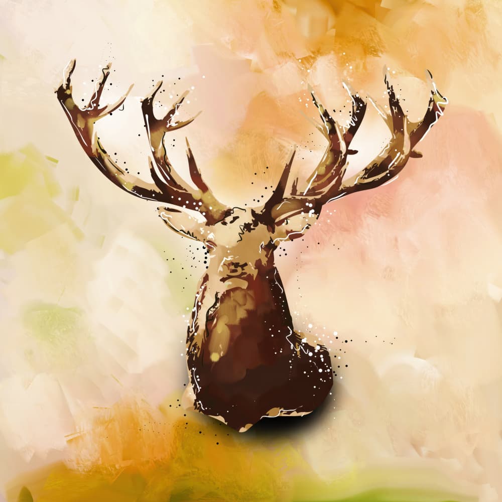 Earthy Stag Splatter by Rafal Kulik — canvas wall art