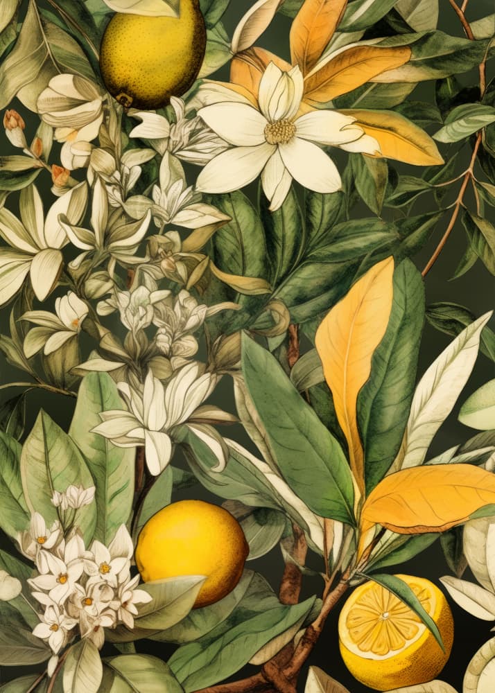 Vintage Lemon Botanical by Justyna Jaszke — canvas wall art