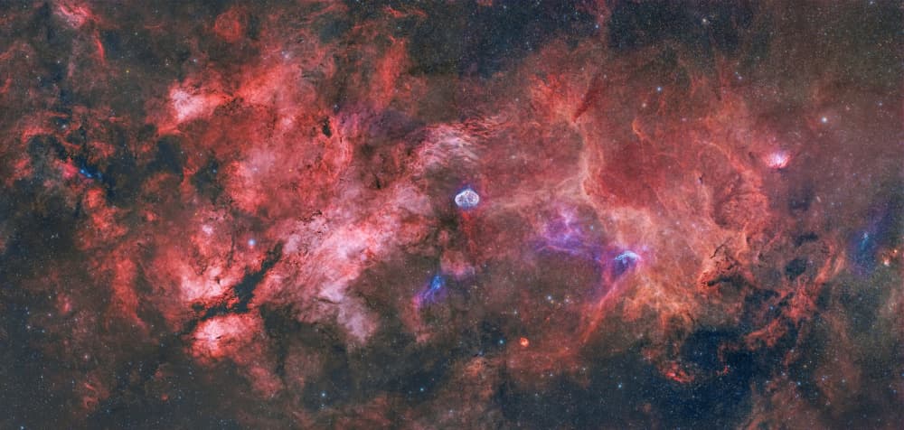 Red Cosmic Nebula by Rosa María Rodríguez — canvas wall art