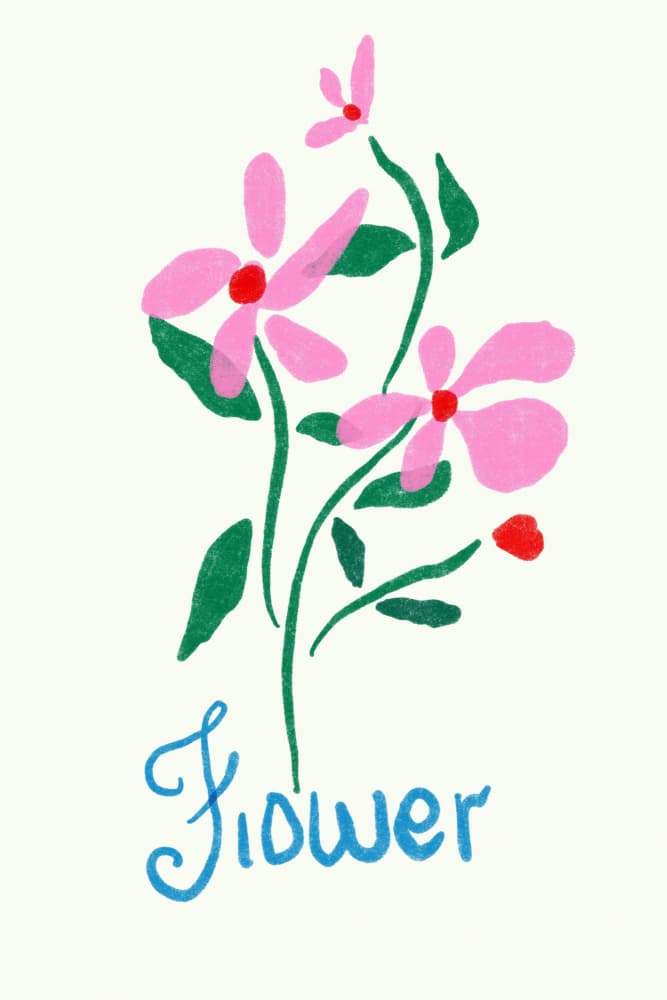 Sweet Pink Flowers by sucidraw — canvas wall art