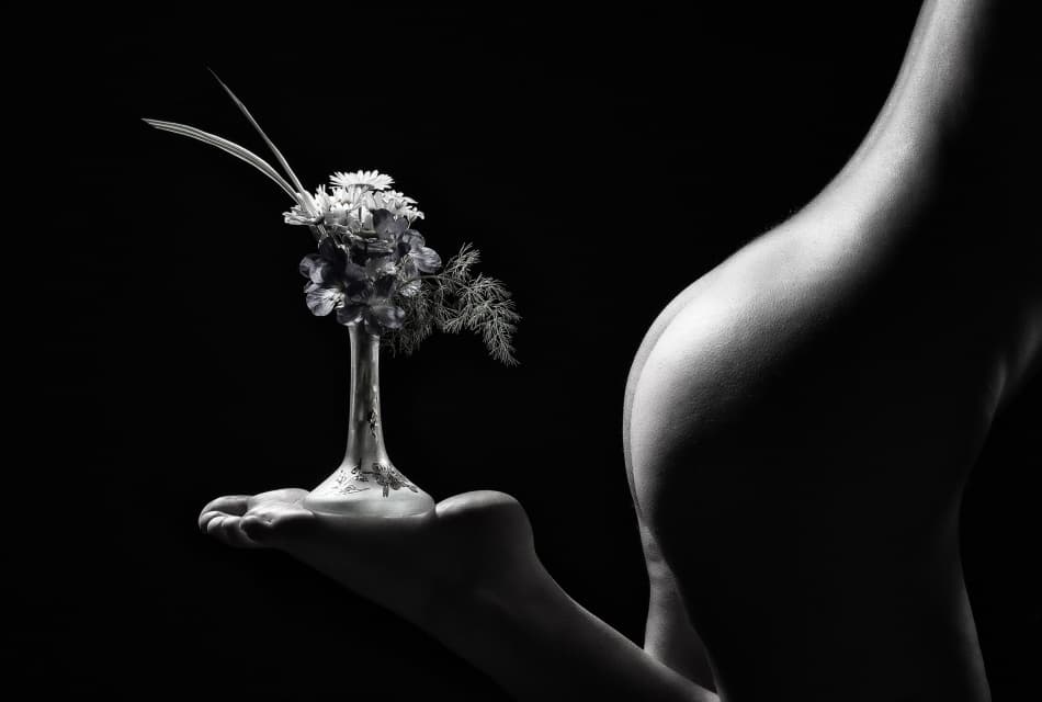 Elegant Form and Flowers by Derek Galon MA FRPS FOPS — canvas wall art