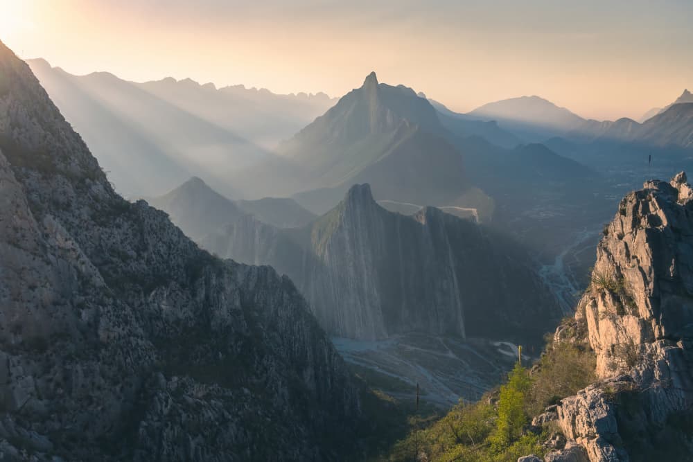 Mountain Light Rays by James Cai — canvas wall art