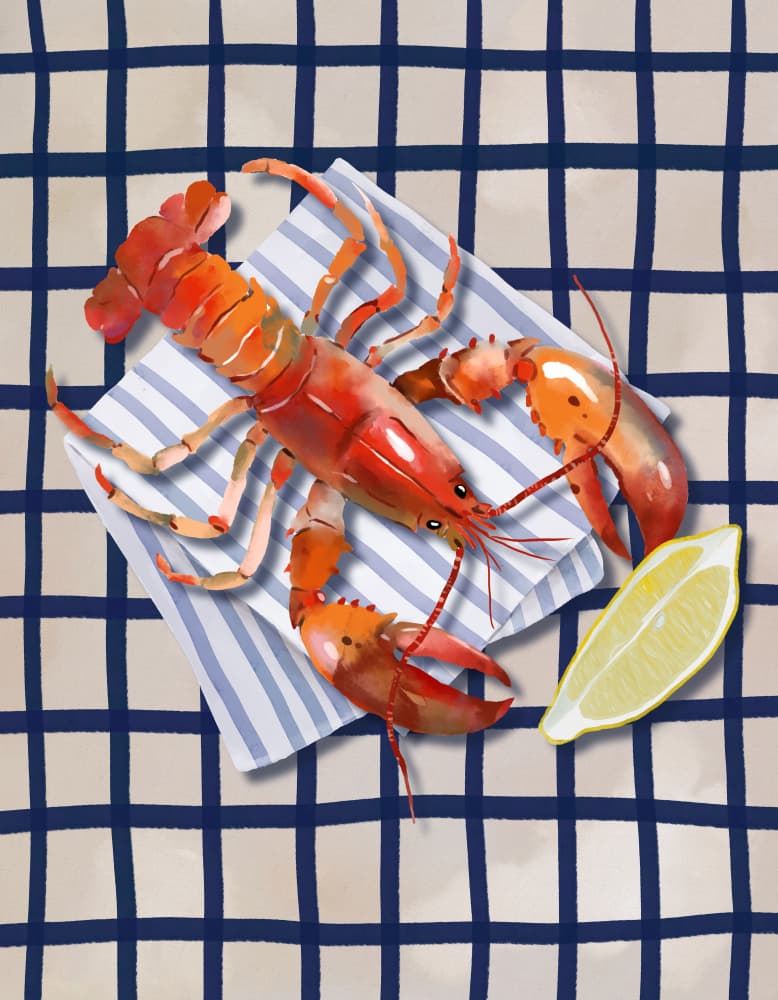 Red Lobster Meal by Elena Dorosh — canvas wall art