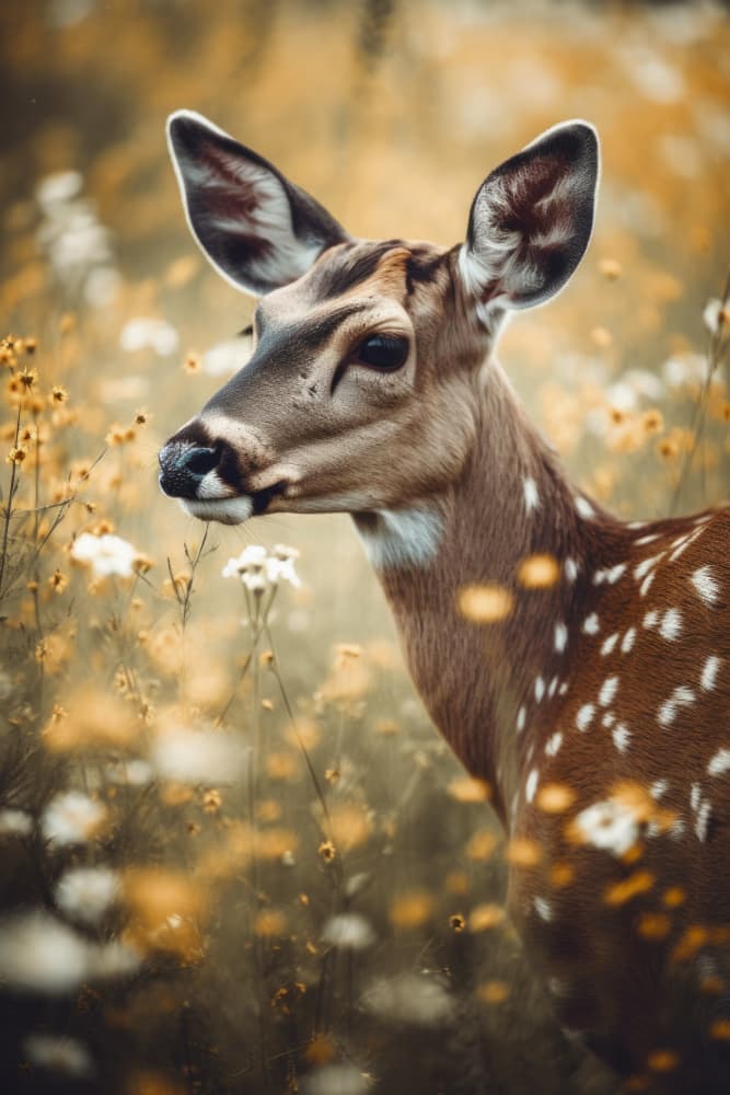 Doe in Wildflowers by Treechild — canvas wall art
