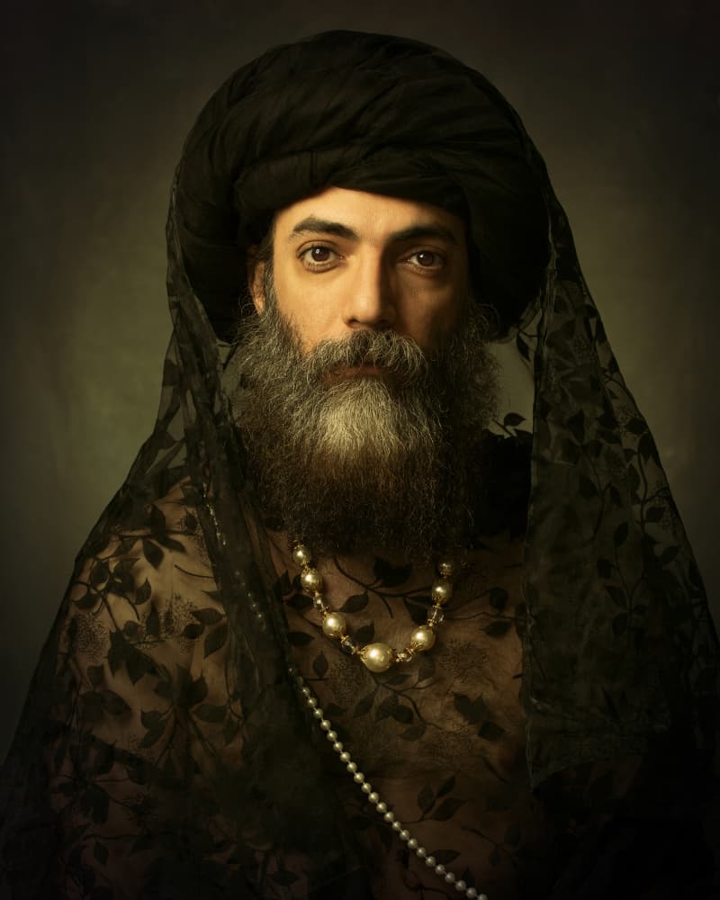 Regal Man with Pearls by Mehdi Mokhtari — canvas wall art