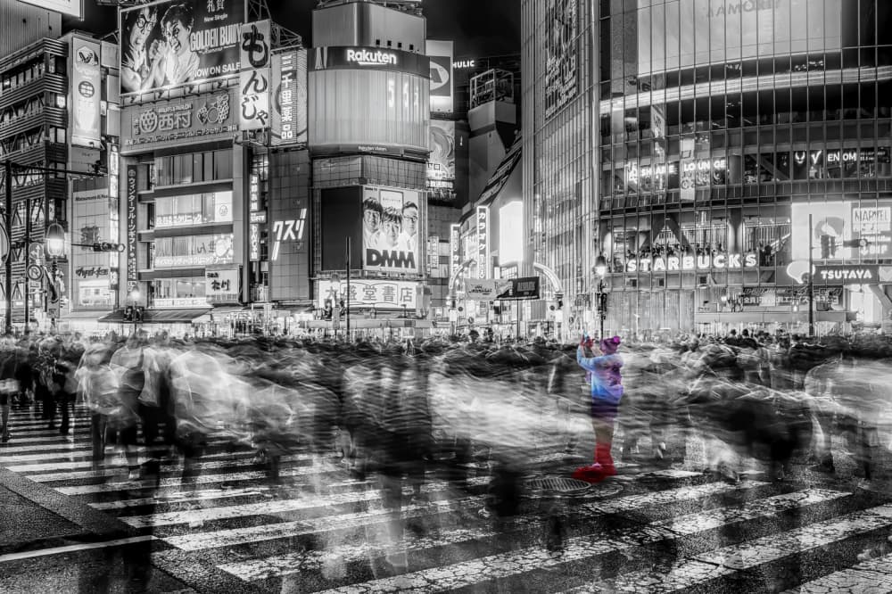 Vibrant Shibuya Night by Leah Guo — canvas wall art