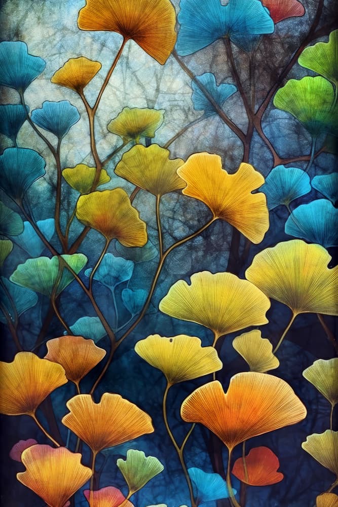 Colorful Ginkgo Leaves by Justyna Jaszke — canvas wall art