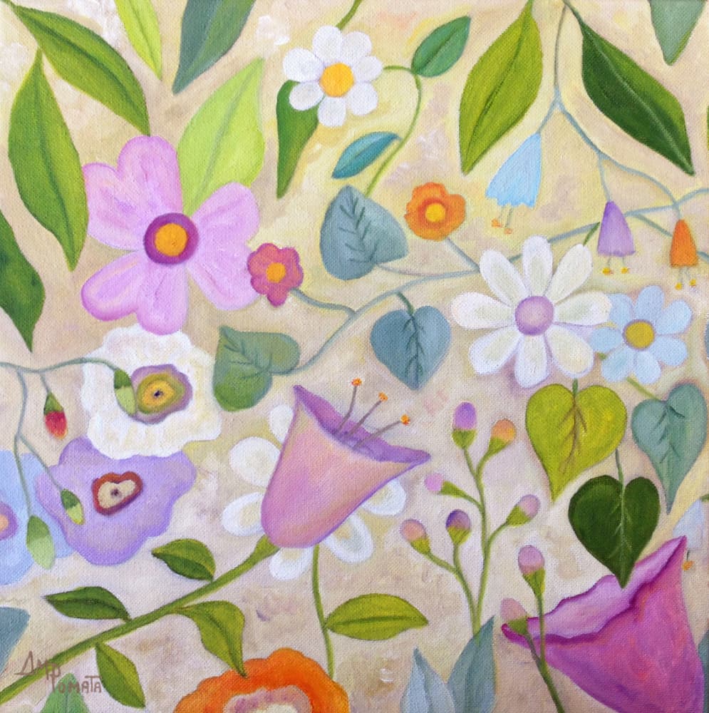 Whimsical Floral Garden by Angeles M. Pomata — canvas wall art