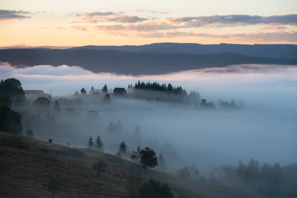 Misty Mountain Village by Ovidiu Satmari — canvas wall art