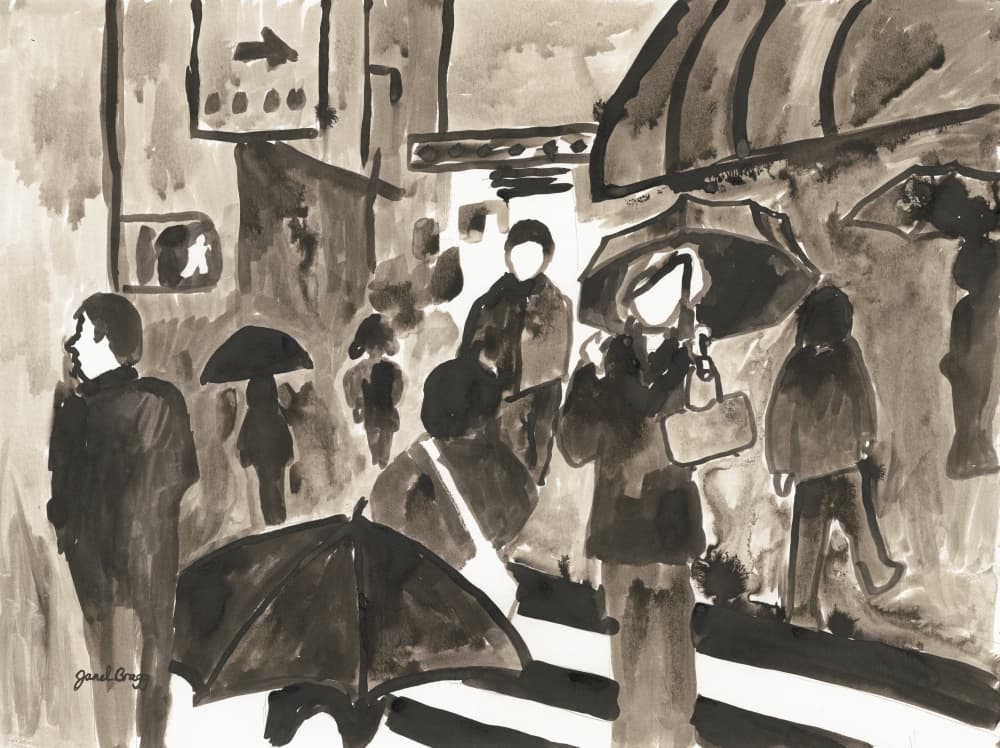 Rainy City Street by Janel Bragg — canvas wall art
