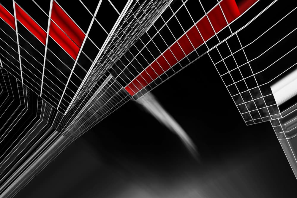 Dynamic Red Grid by Michael Burlak — canvas wall art