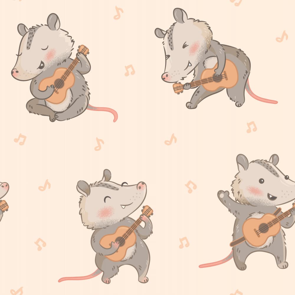 Whimsical Opossum Musicians by Weronika Gross — canvas wall art