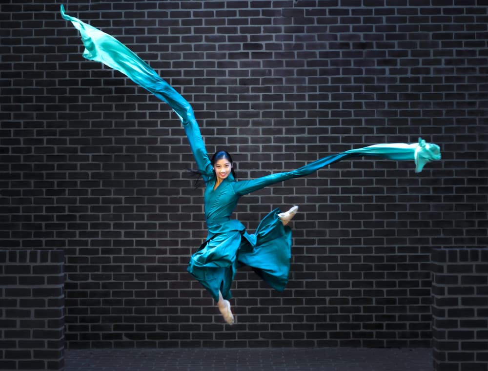Teal Dancer's Leap by Catherine Wang — canvas wall art