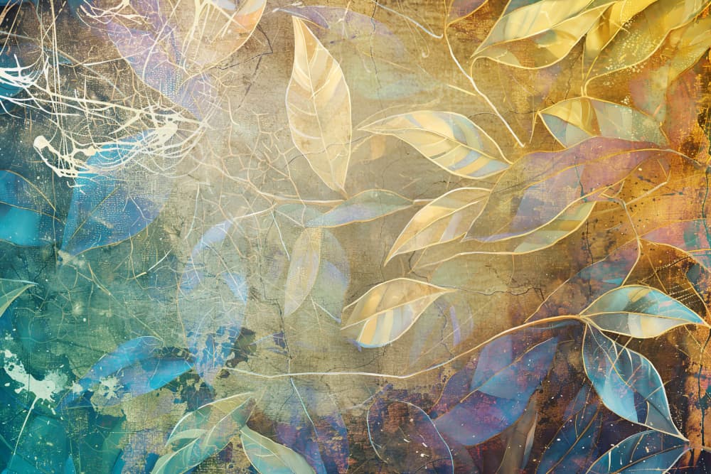 Golden Blue Botanicals by Rafal Kulik — canvas wall art