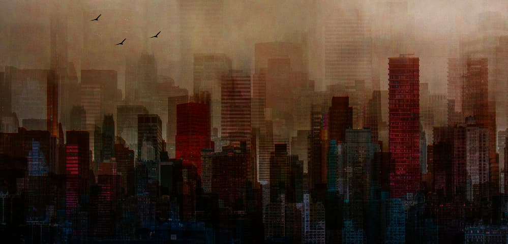 Red City Haze by Ibrahim Nabeel — canvas wall art