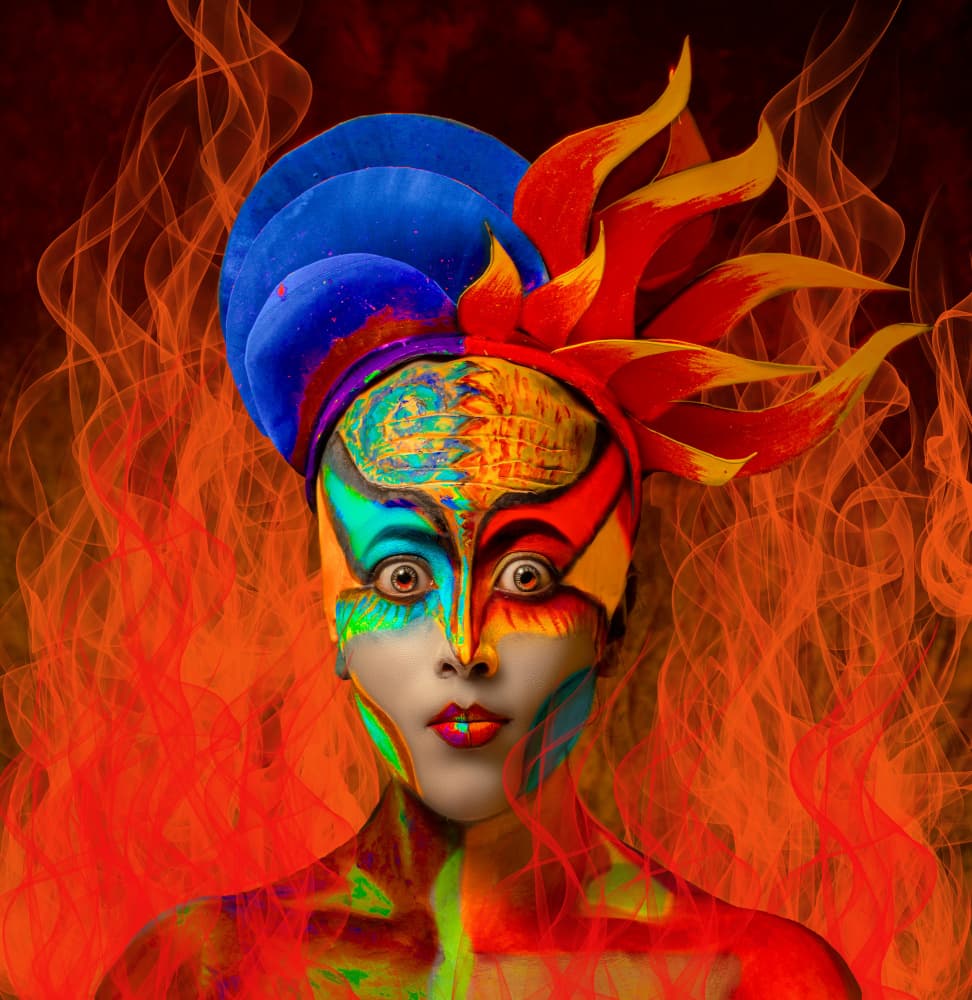 Surreal Fire Woman by DEBASISH CHATTOPADHYAY — canvas wall art