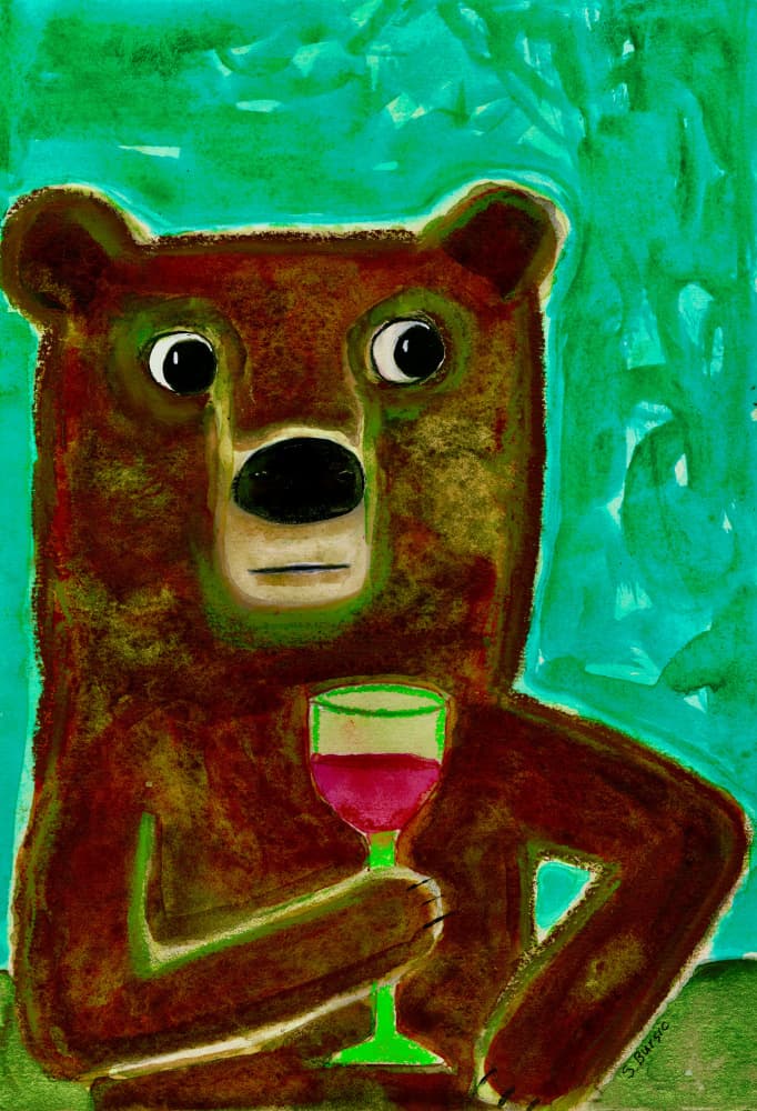 Mr. Bear at the Bar by Sharyn Bursic — canvas wall art