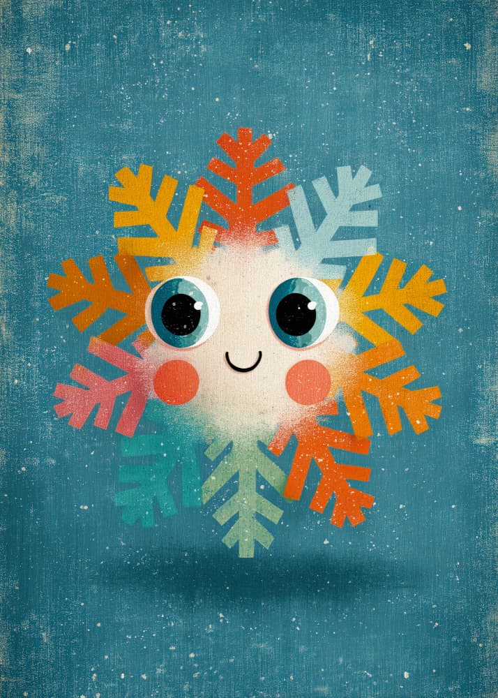 Colorful Happy Snowflake by Justyna Jaszke — canvas wall art