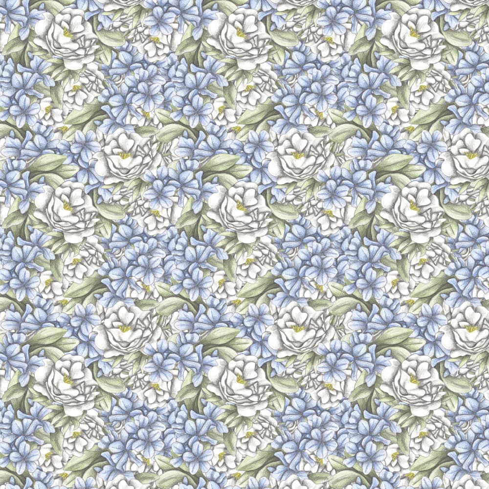 Serene Blue and White Flowers by Cecilia Battaini — canvas wall art