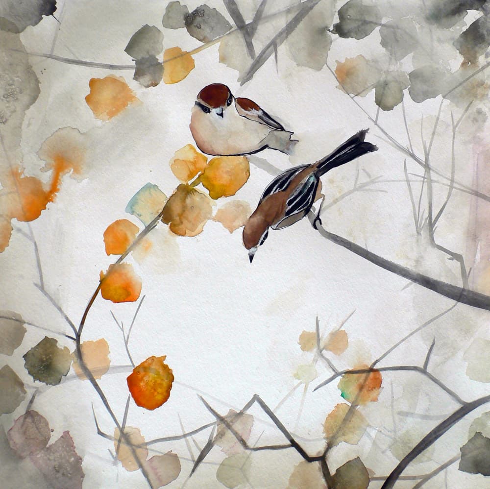 Gentle Autumn Birds by Christine Lindstrom — canvas wall art