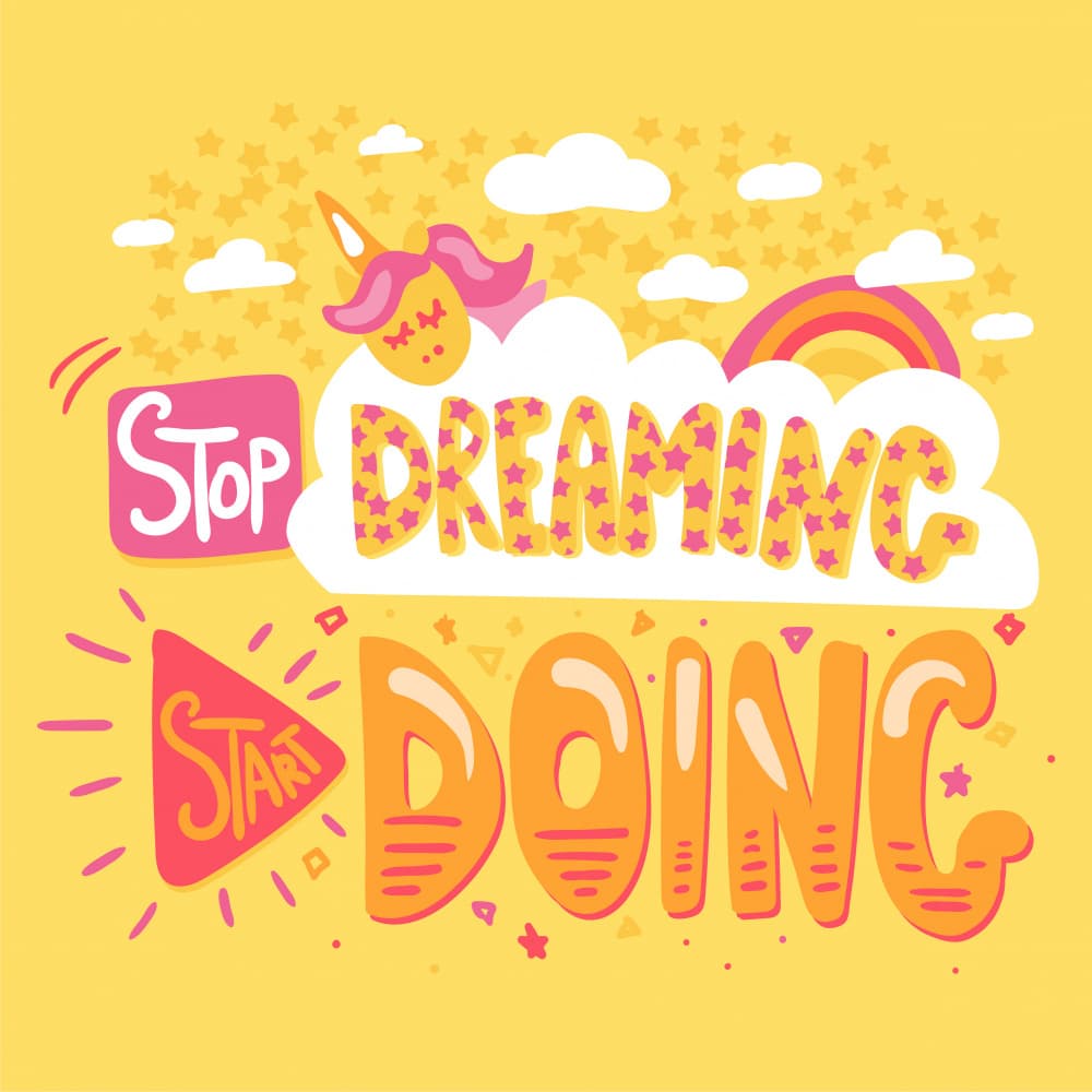 Unicorn Stop Dreaming Start Doing by Marika Barsrsind — canvas wall art