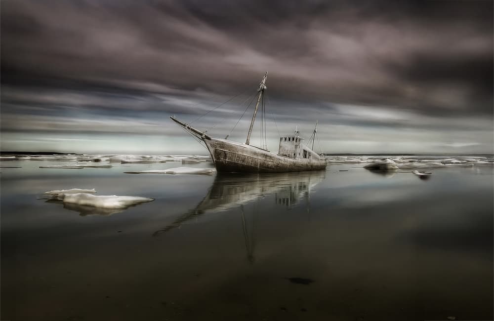 Desolate Winter Shipwreck by Yvette Depaepe — canvas wall art