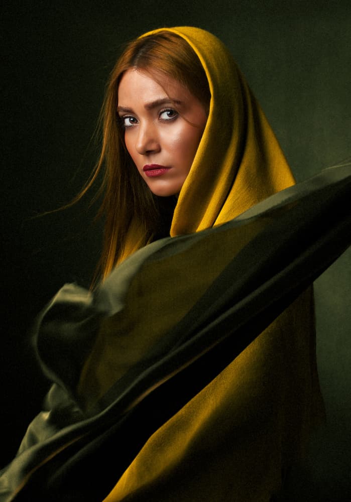 Mysterious Yellow Portrait by Mehdi Mokhtari — canvas wall art