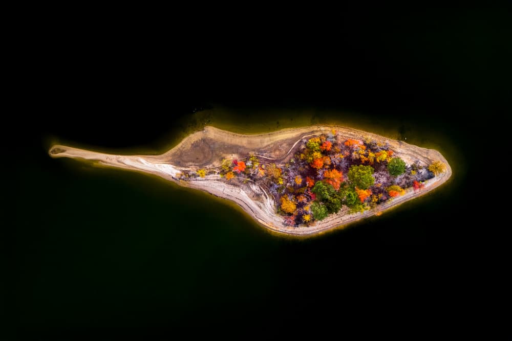 Vibrant Autumn Island by Wenjin Yu — canvas wall art