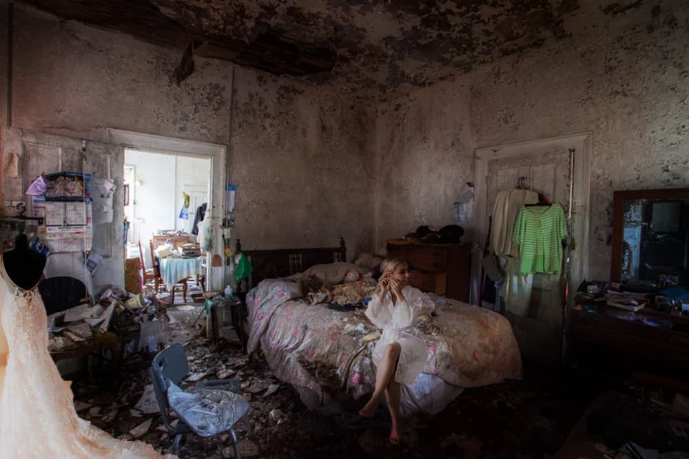 Bride in Decaying Room by Ciupureanu Dan — canvas wall art