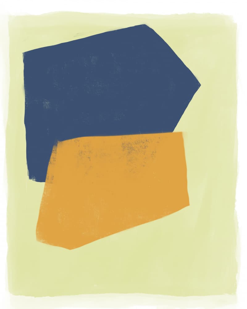 Blue Orange Forms by Bronwyn Baker — canvas wall art