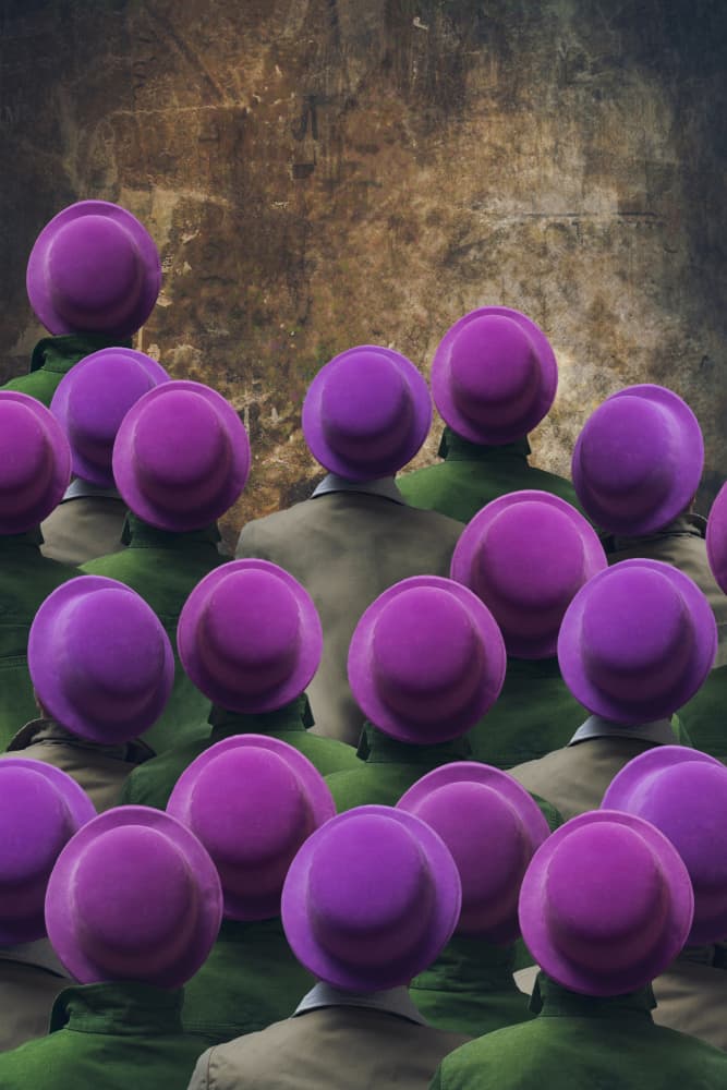 Uniform Purple Hats by Brig Barkow — canvas wall art