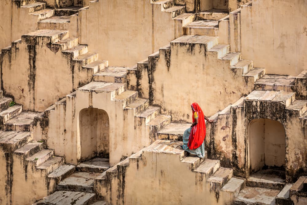 Indian Stepwell Staircase by Irene Wu — canvas wall art