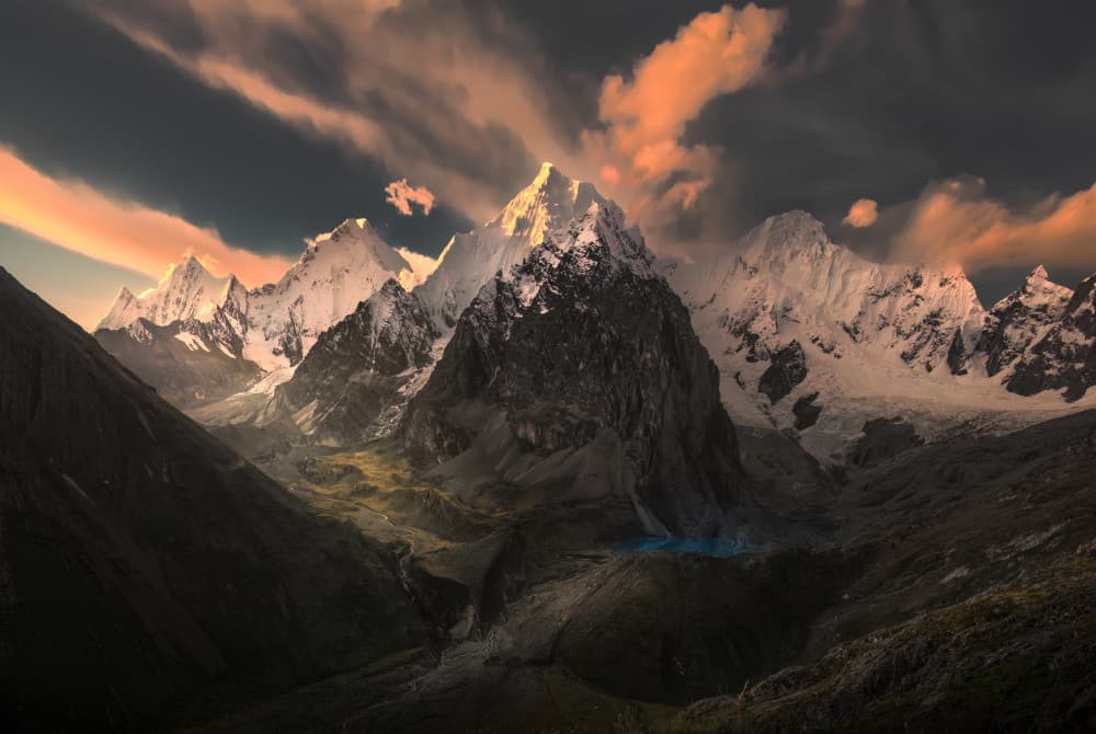Majestic Golden Mountain Peaks by Ruiqing P. — canvas wall art