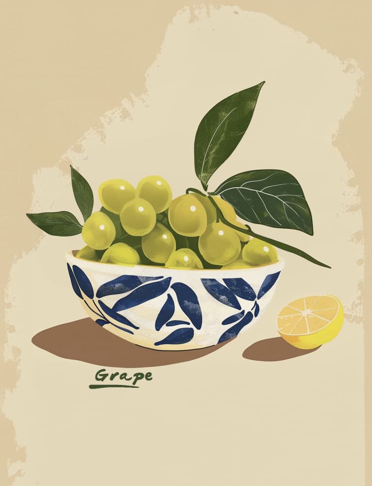Bowl of Grapes by Emel Tunaboylu — canvas wall art