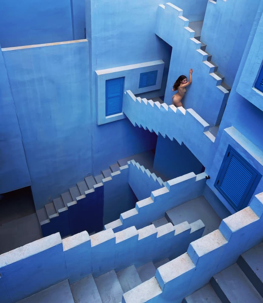 Woman in Blue Maze by Rafael L. Bardají — canvas wall art