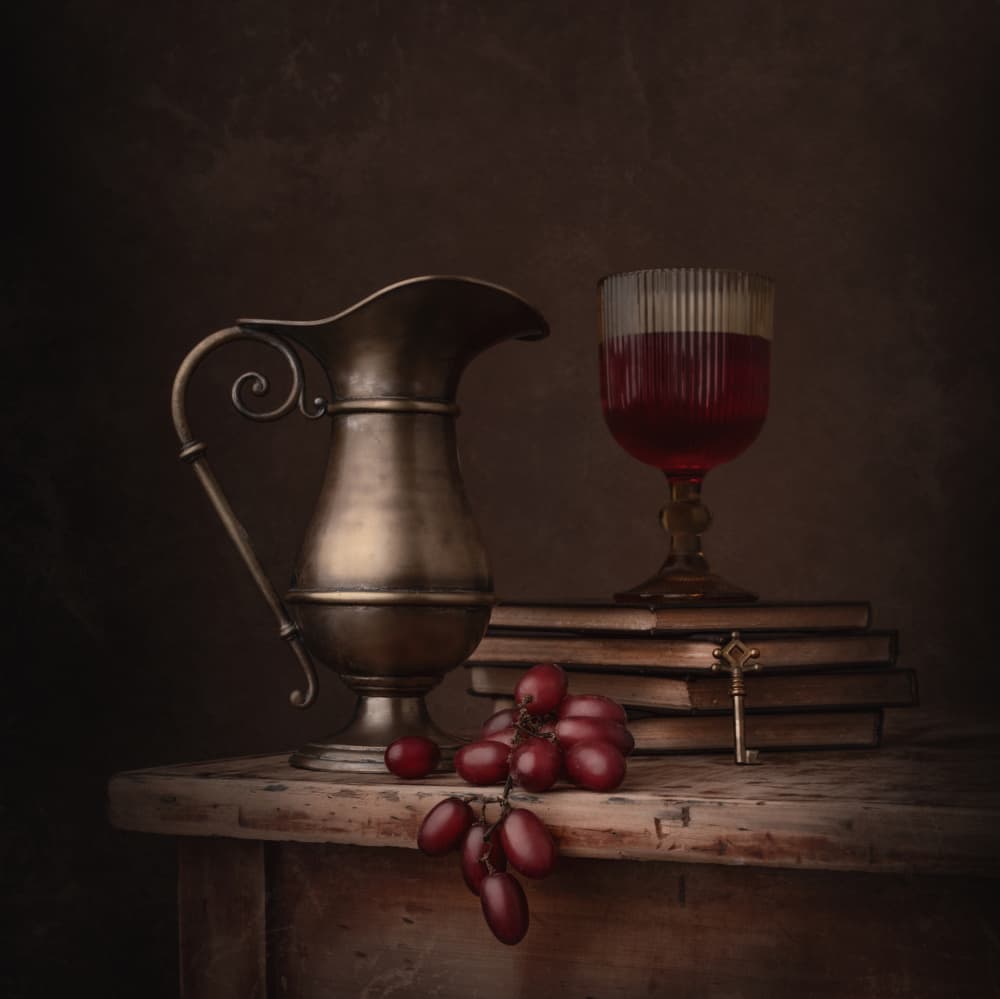 Vintage Wine Still Life by Margareth Perfoncio — canvas wall art