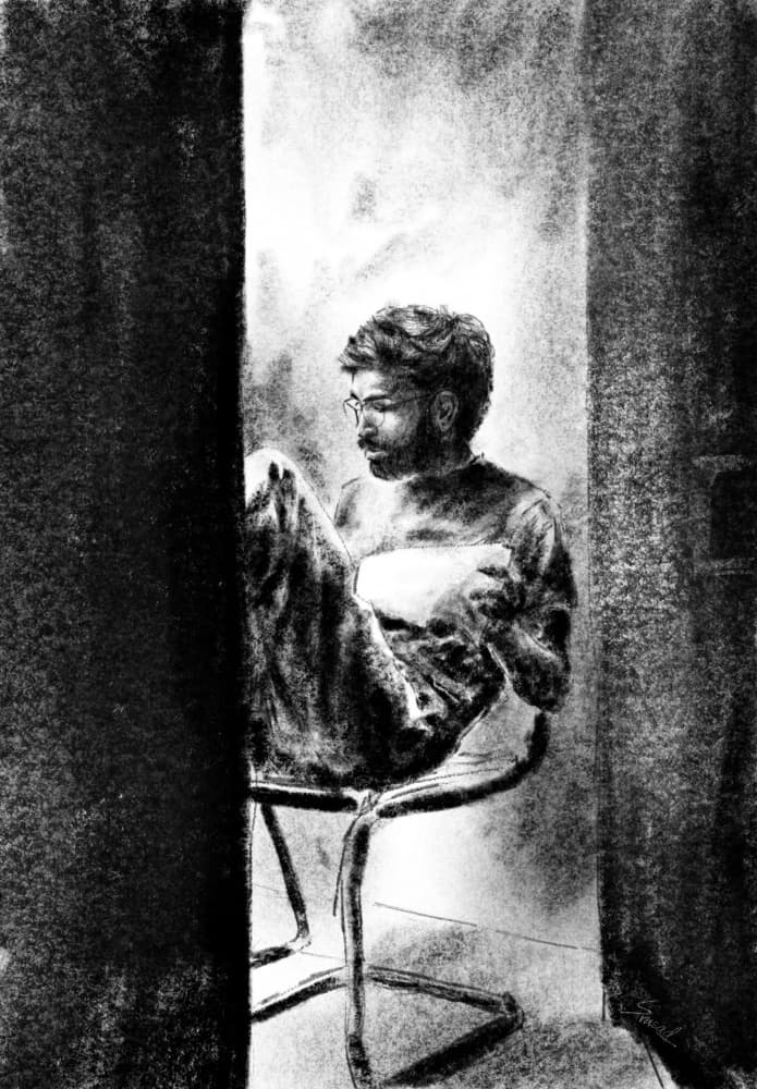 Man Reading Quietly by Shreya Prasad — canvas wall art