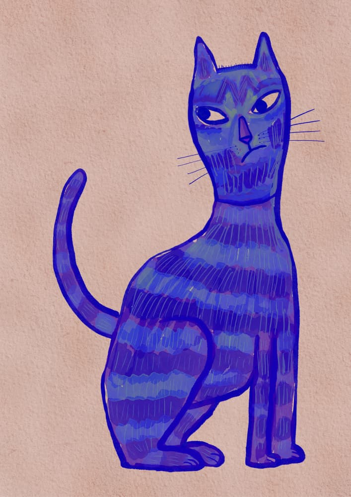 Whimsical Blue Cat by Sharyn Bursic — canvas wall art