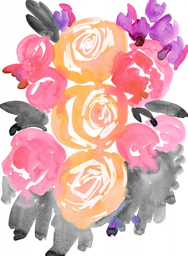 Vibrant Watercolor Blooms by Rosana Laiz Blursbyai — canvas wall art