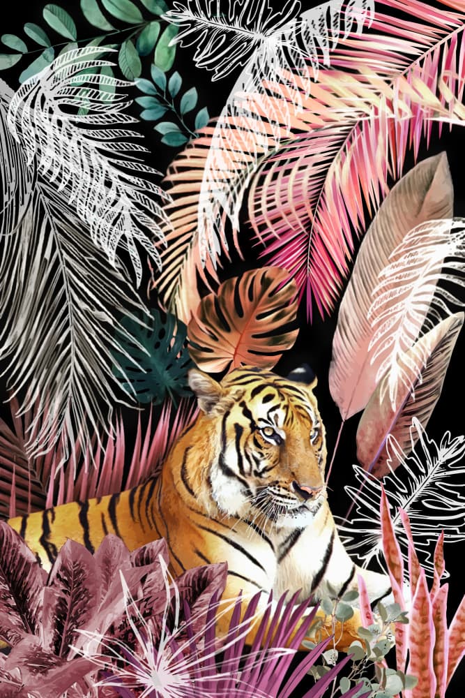 Vibrant Jungle Tiger by amini54 — canvas wall art