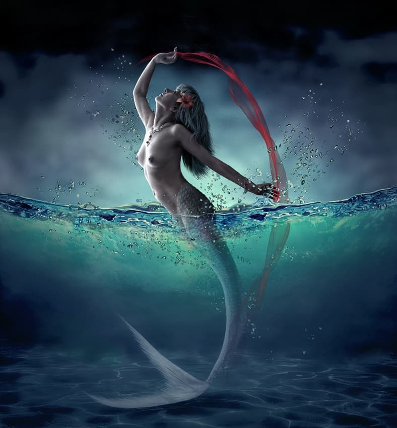 Mystical Mermaid Rising by Dmitry Frizel — canvas wall art
