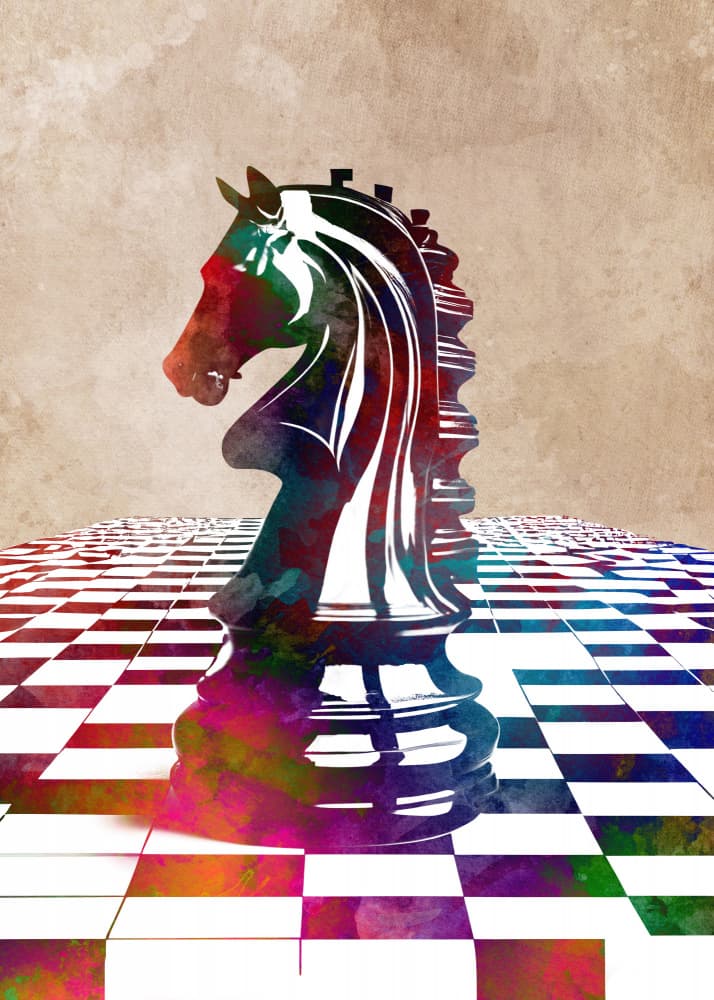 Colorful Chess Knight by Justyna Jaszke — canvas wall art