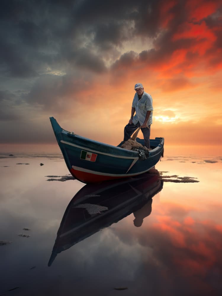 Mexican Fisherman at Sunset by Marcel Egger — canvas wall art