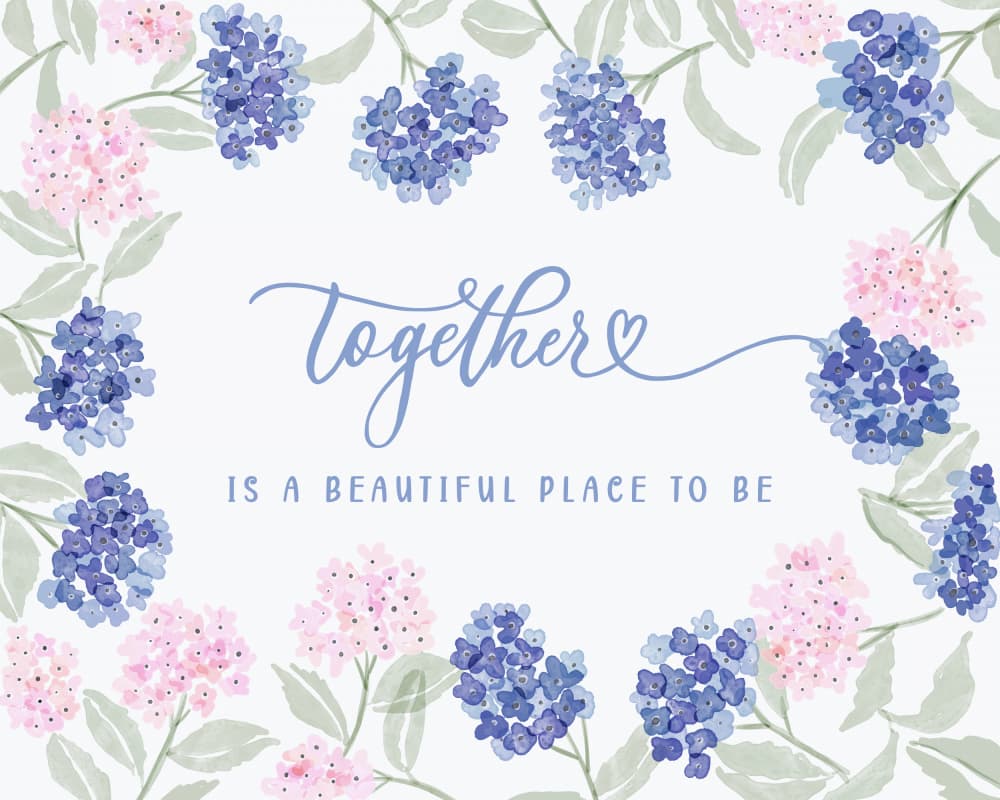 Together Floral Quote by Radhika Modi — canvas wall art