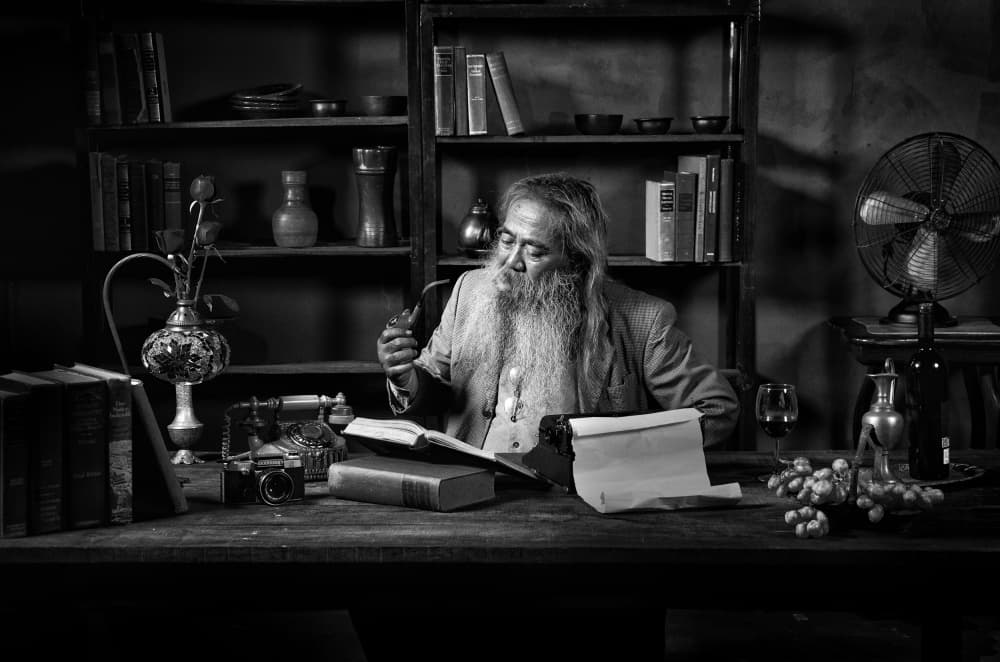 Contemplative Scholar's Study by Antonyus Bunjamin (Abe) — canvas wall art