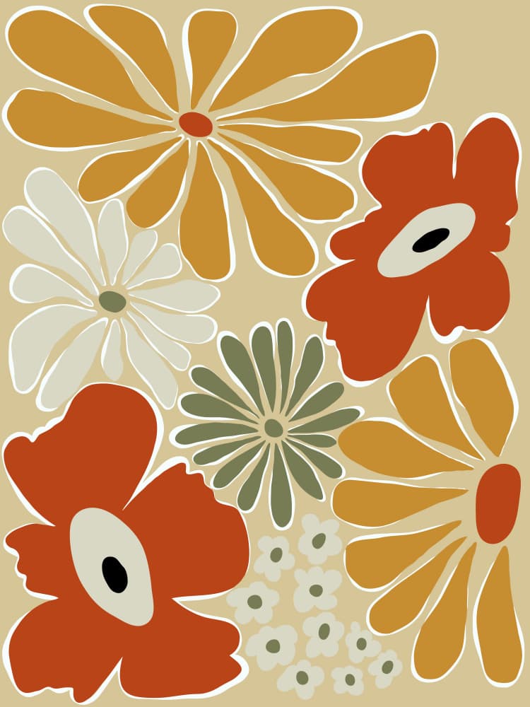 Retro Floral Pattern by Miho Art Studio — canvas wall art